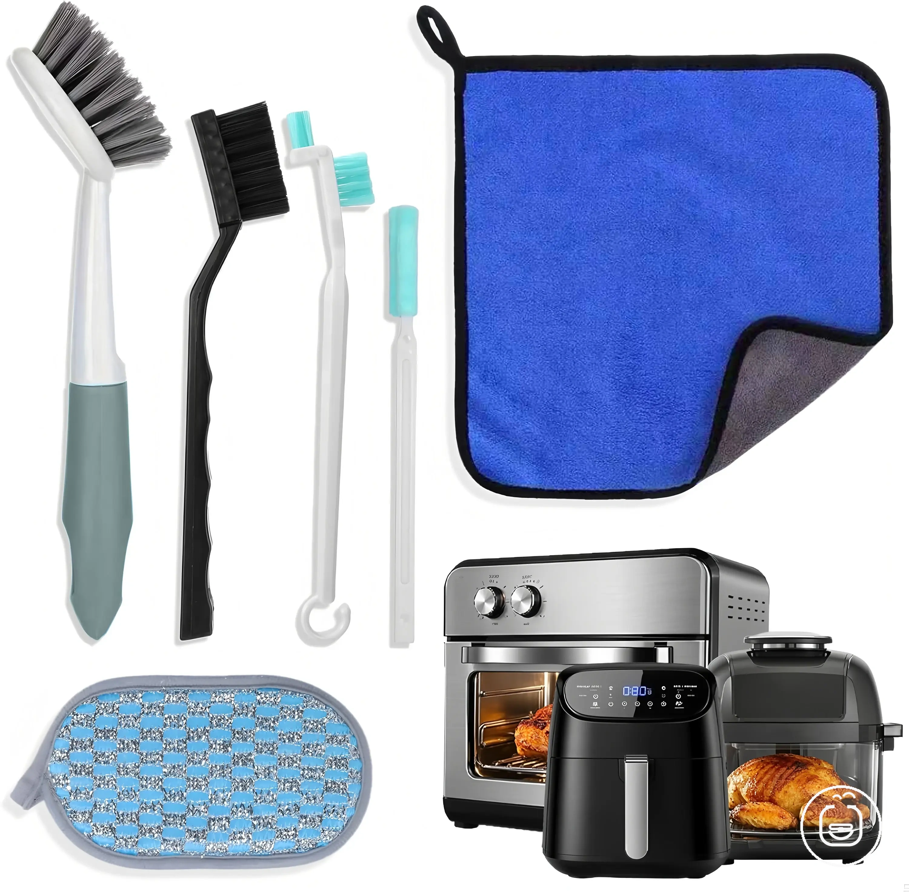 Sechsteiliges Reinigungsbürsten-Set für Heißluftfritteusen und Küchenzubehör