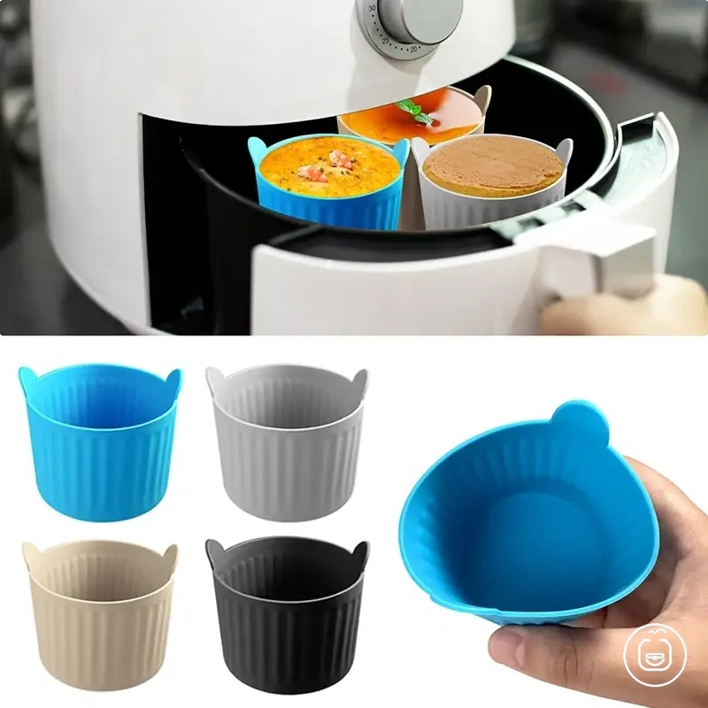 De uno a cuatro moldes de silicona para huevo y horneado en freidora de aire