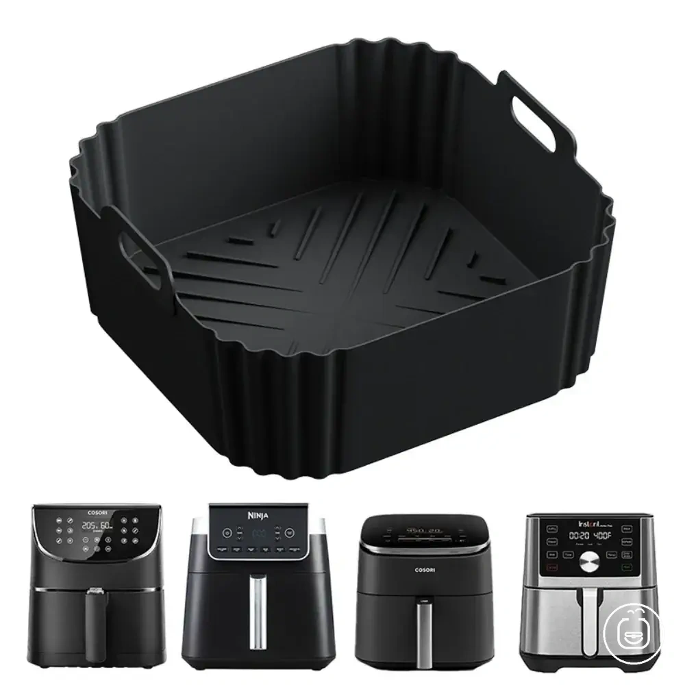 5-8 qt modeller için 22,5 cm yeniden kullanılabilir silikon air fryer tabanı